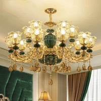 Lustre Européen LED en Céramique Cristal pour Villa Duplex