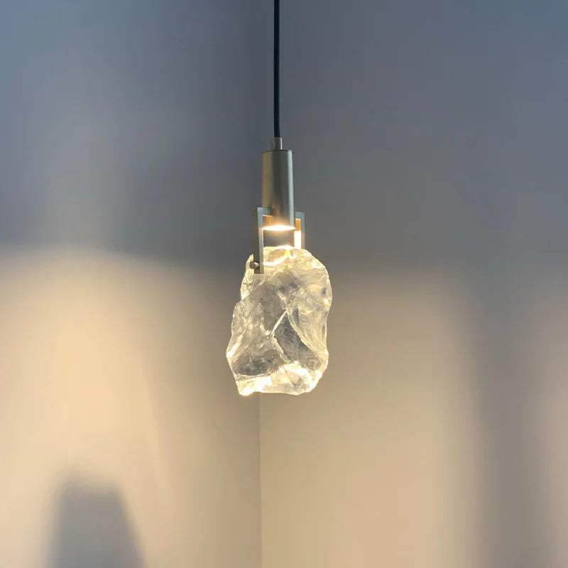 Suspension design nordique "Ice Crystal" en cristal et cuivre pour bar ou table