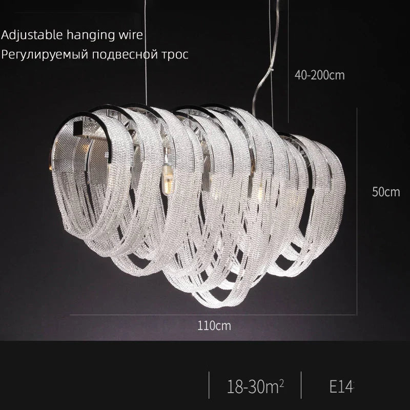 Lustre Nordique Moderne en Cristal avec LED et Glands Lumineux