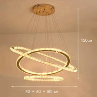 Lustre Moderne en Cristal avec Éclairage LED Intérieur Suspendu