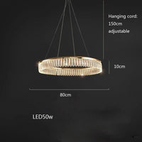 Lustre LED en cristal Losange Rond à plusieurs anneaux de luxe 2024