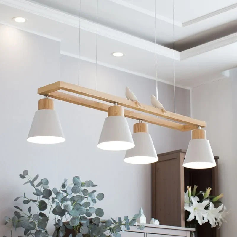 Suspension en fer nordique minimaliste en bois Macaron - Édition Scandinave