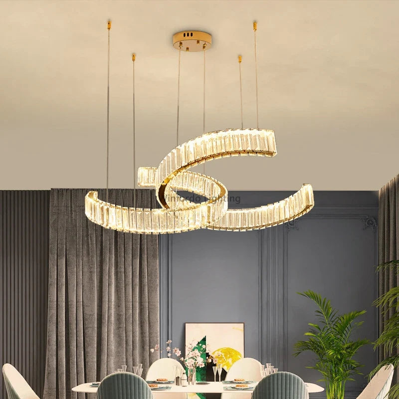 Lustre Cristal Postmoderne en Acier Inoxydable