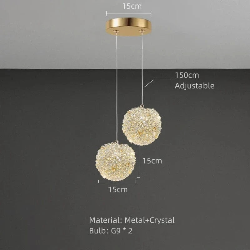Lampe suspendue moderne en cristal avec cordon réglable