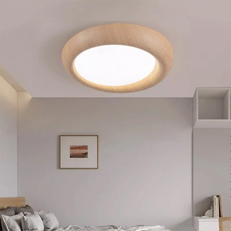 Plafonnier LED nordique en bois et acrylique anti lumière bleue