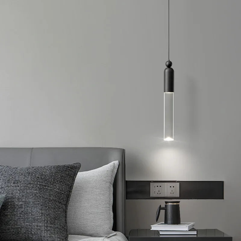 Lustre LED Cylindre Cuivre Acrylique Transparent