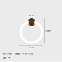 Applique murale LED design en laiton avec anneau acrylique gradable