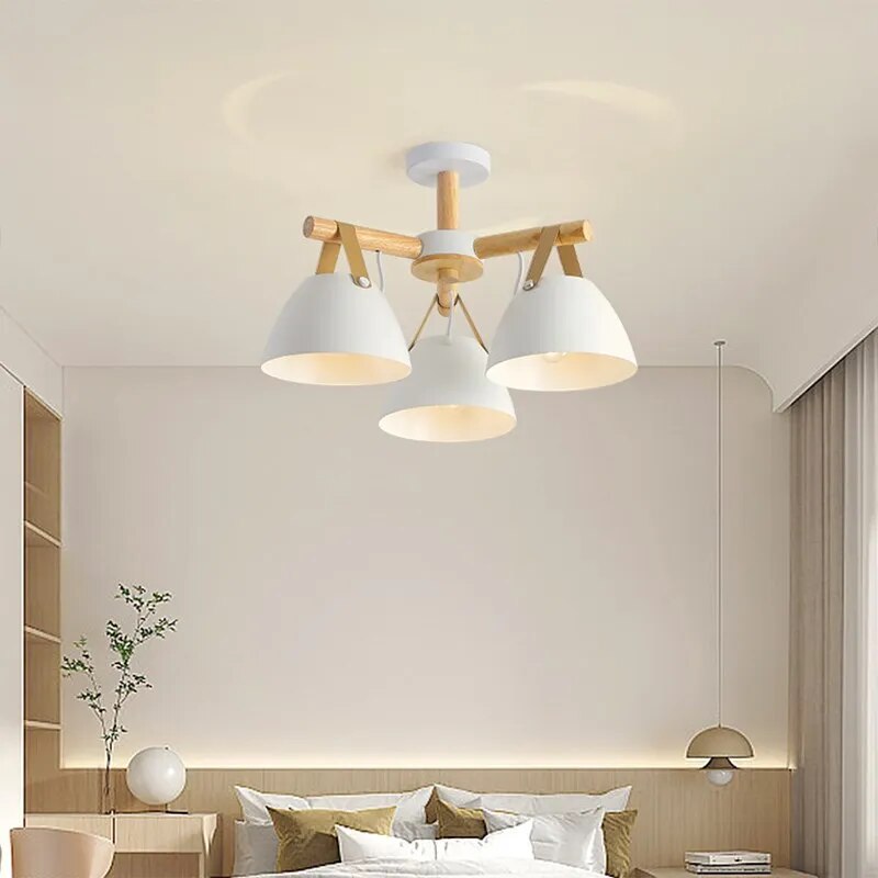 Plafonnier LED Bois & Cuir
