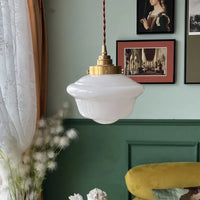 Suspension LED verre blanc.
