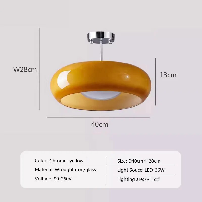 Lustre Antique en Verre et Laiton Orange Medieval