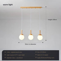 Suspension LED nordique en verre - Oiseau rond en bois