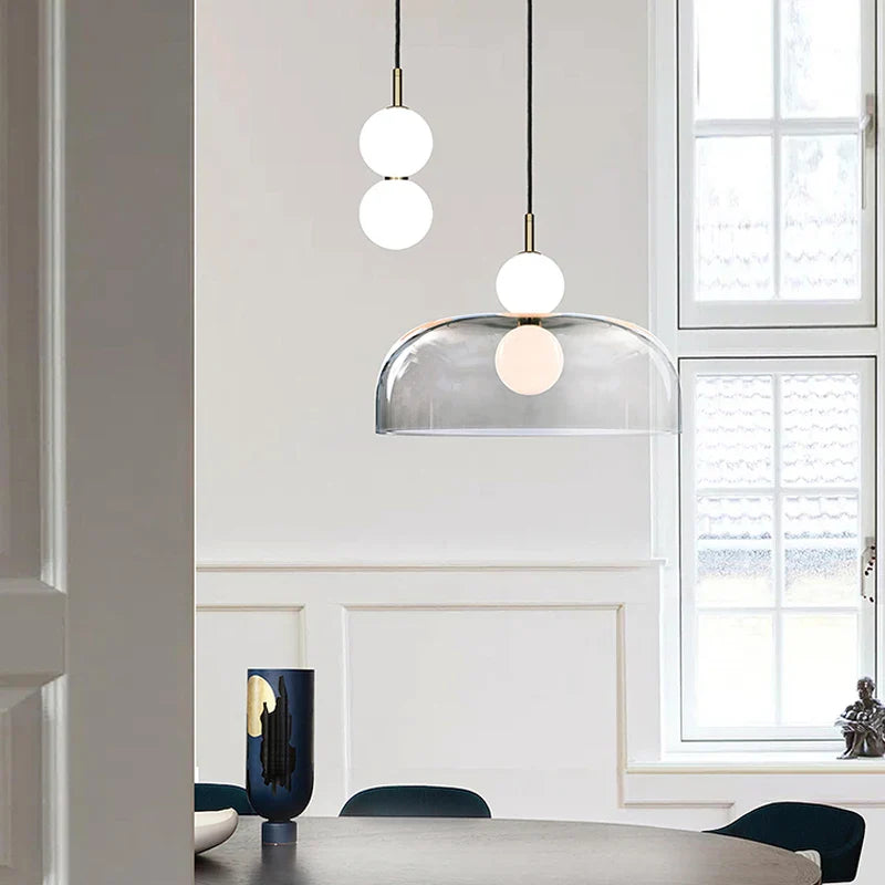 Suspension LED Nordica en verre gris fumé