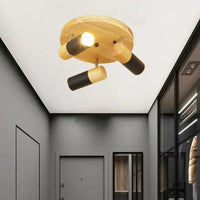 Plafonnier LED Rotatif Multi-têtes en Bois - Collection Nordique