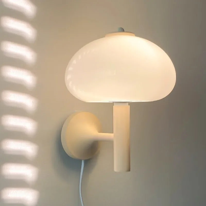 Applique murale LED moderne Bauhaus blanc en verre champignon pour chambre salon loft - Interrupteur inclus