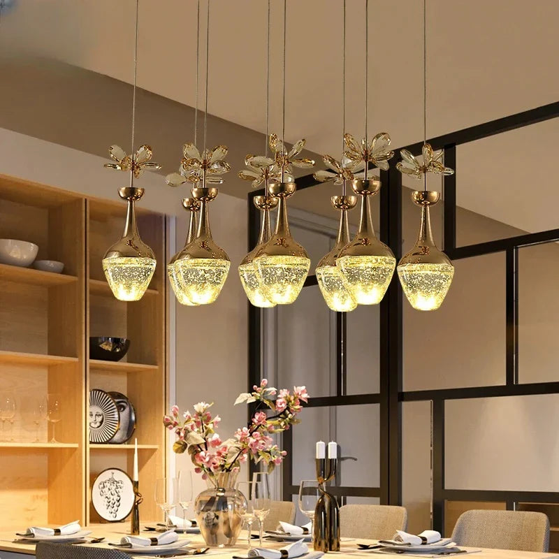 Lustre de luxe en cristal avec LED - Style minimaliste créatif