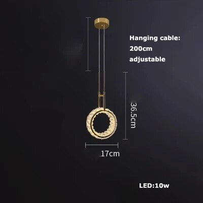 Lustre LED en Cuir et Verre