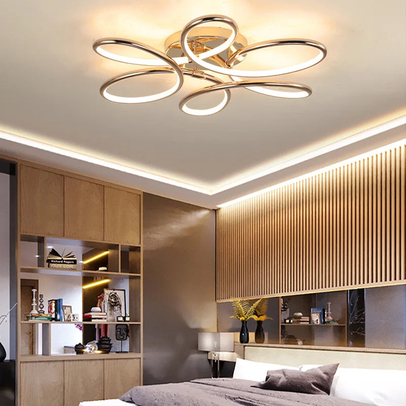 Lustre LED Doré Alu Décoration