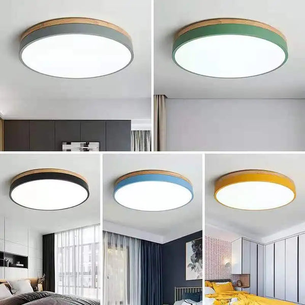 Plafonnier Nordique LED en Bois à 7 Couleurs pour Salon - 3 Lumières Ajustables - Idéal pour Chambre et Couloir