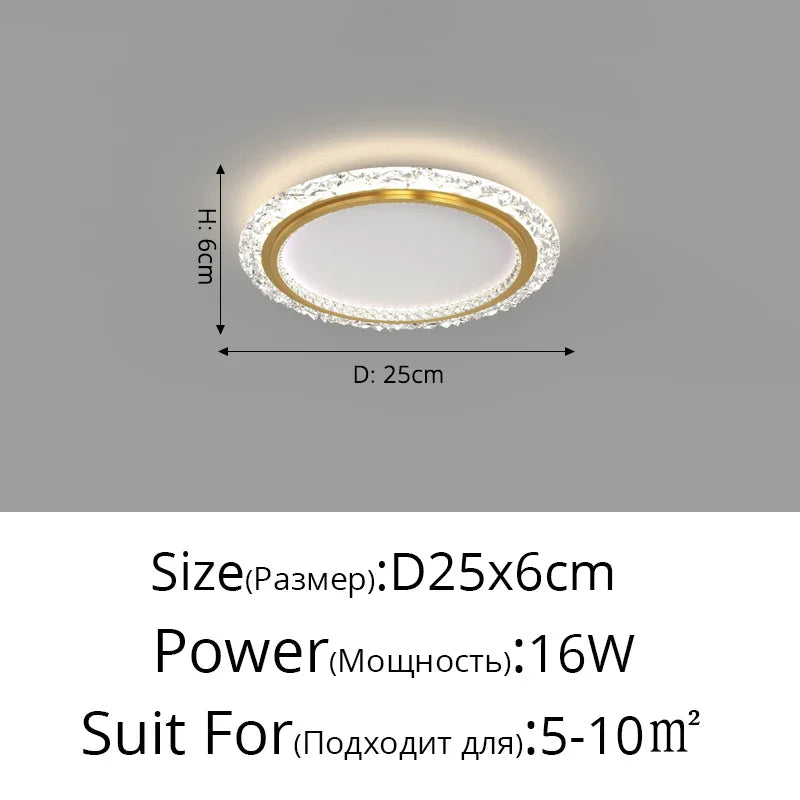 Lustre nordique minimaliste en acrylique LED or moderne - Édition Prestige
