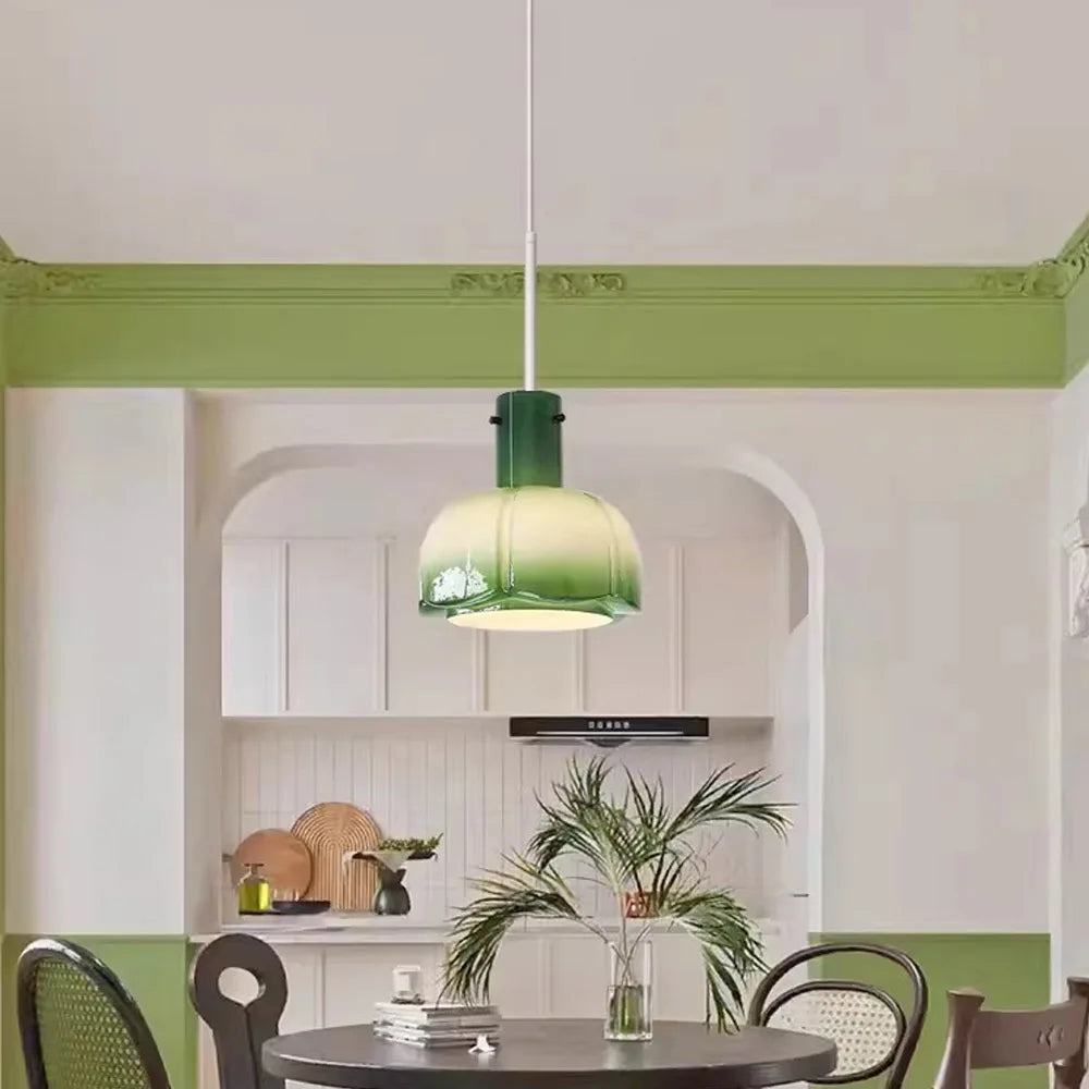 Luminaire décoratif d'intérieur : Lampe suspendue médiévale en verre