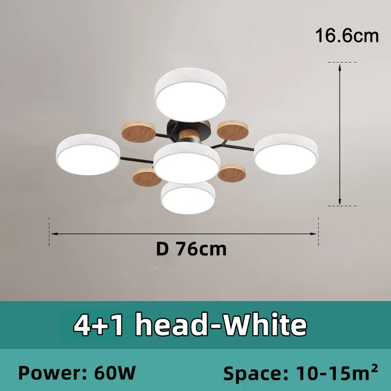 Lustre LED Nordique en Bois - Éclairage Intérieur Minimaliste