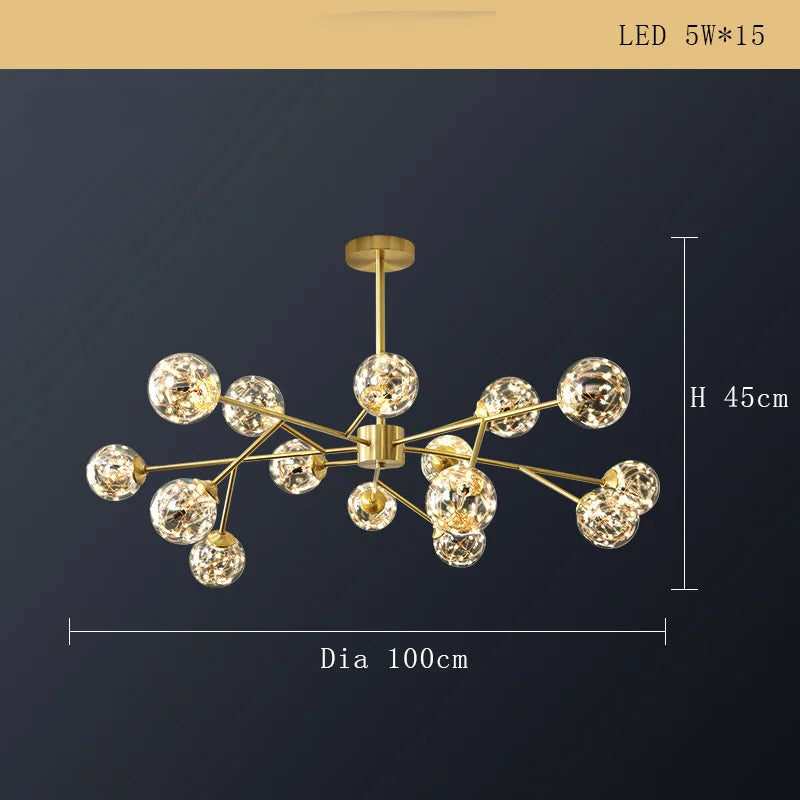 Lustre Cuivre Moderne et Minimaliste avec Étoile LED