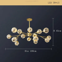 Lustre Cuivre Moderne et Minimaliste avec Étoile LED