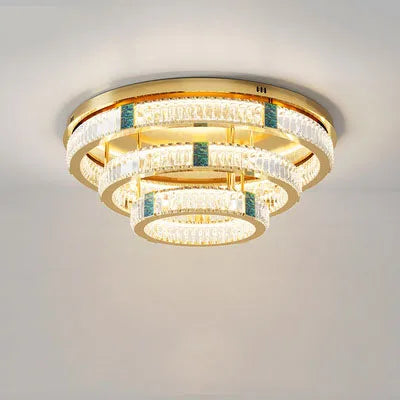 Lustre moderne en cristal rond à trois couches LED 2024 - Élégance Illuminée