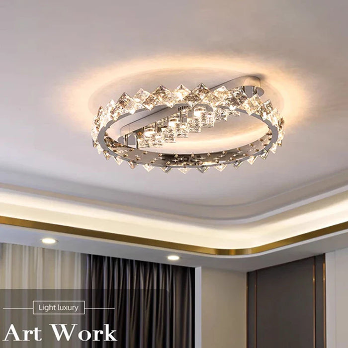 Plafonnier LED en cristal de luxe suspendu