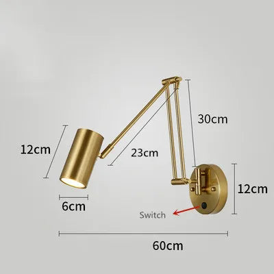 Applique murale LED SwingLight : bras télescopique, interrupteur intégré, design intérieur unique