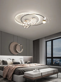 Lustre Étoilé Nordique Moderne Acrylique Or/Noir à LEDs pour Chambre et Salon