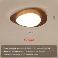 Plafonnier LED en bois nordique avec galets noyer et acrylique