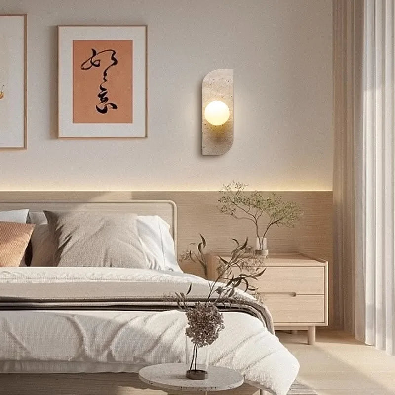 Applique murale en pierre naturelle et verre - Ampoule G4