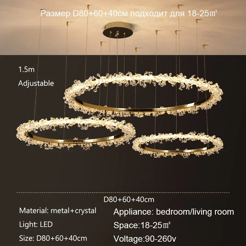 Lustre Nordique de Luxe en Cristal - Décoration Moderne