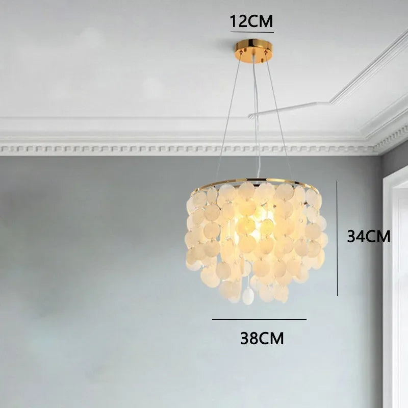 Lustre de coquille de luxe moderne pour luminaires suspendus de salon de Restaurant en or et chrome: éclairage romantique pour la maison