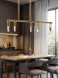 Lustre de luxe italien en cuivre avec LED postmoderne et cristaux ronds