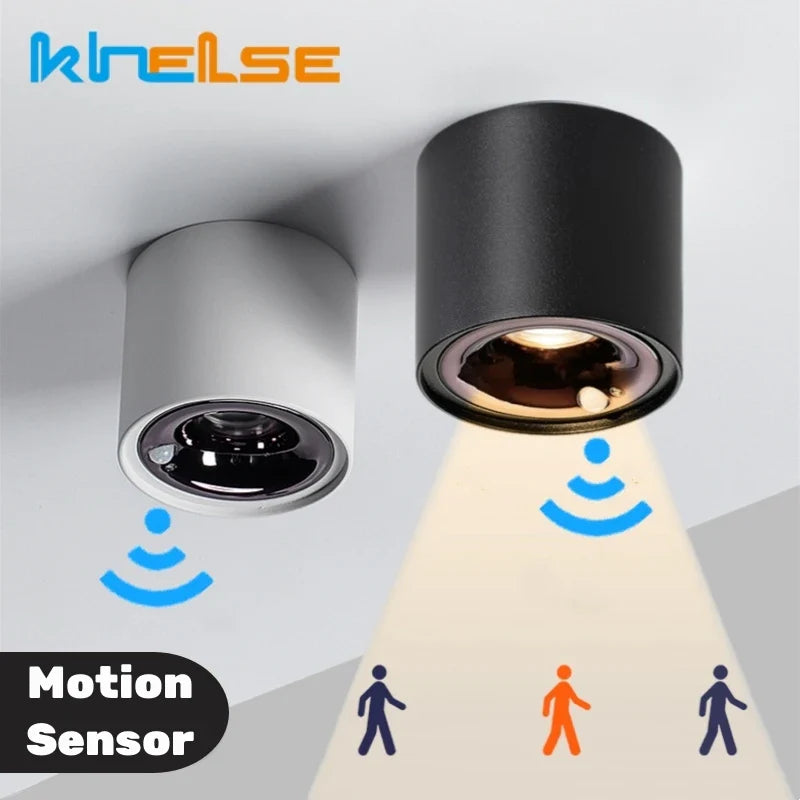 Spot détecteur de mouvement LED 12W - Surface monté - Anti-éblouissement - Smart - Escalier, Chambre, Maison
