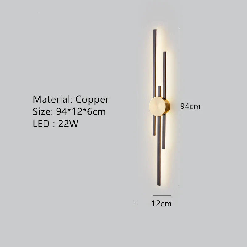 Applique murale LED minimaliste en laiton pour restaurant chic