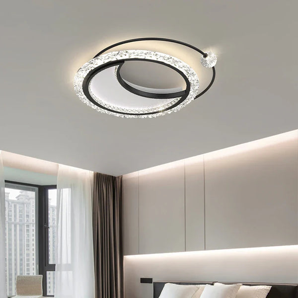 Lustre nordique minimaliste en acrylique LED or moderne - Édition Prestige