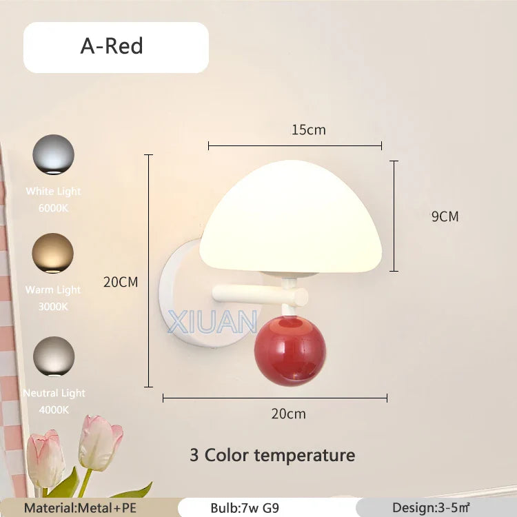 Applique Murale Nordique LED en Forme de Champignon pour Une Ambiance Créative
