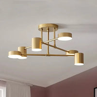 Lustre LED Moderne Chic en Noir, Blanc et Or