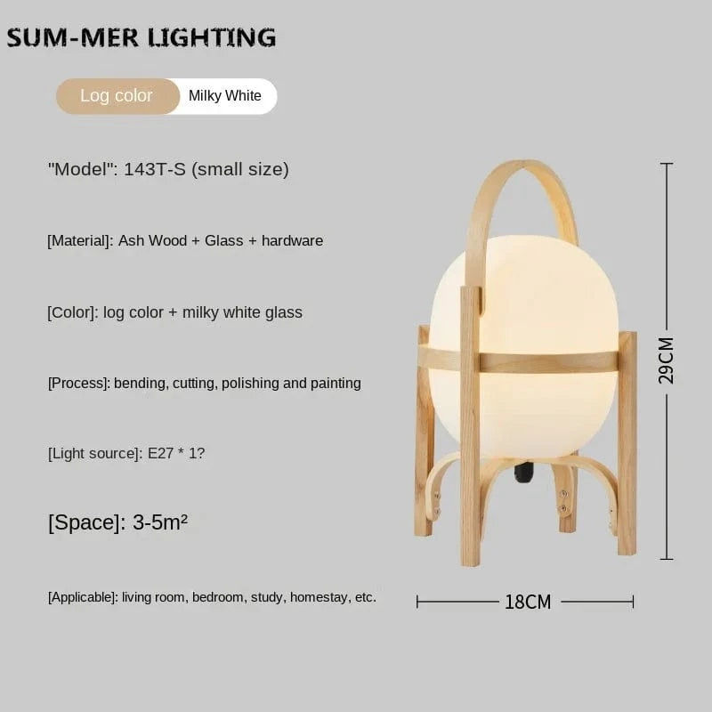 Lampe de table nordique en verre avec panier en bois - Édition Limitée