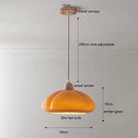 Suspension "Citrouille Lumineuse" en Verre LED Style Japonais Vintage en Bois