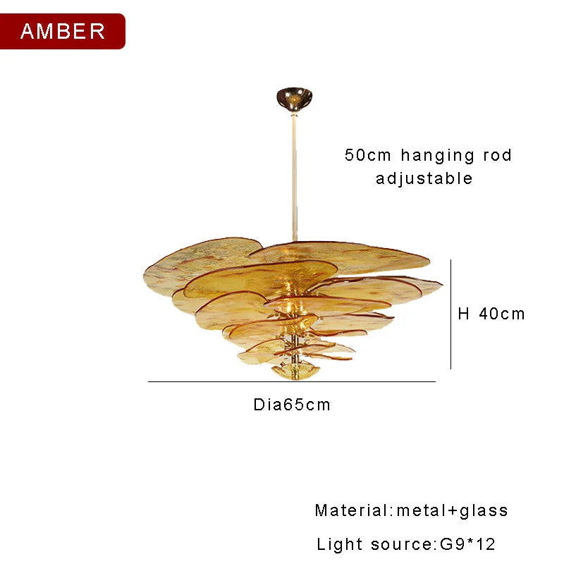 Lustre rétro led de luxe en verre coloré