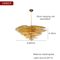 Lustre rétro led de luxe en verre coloré