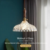 Suspension luminaire nordique en bois, verre et laiton - Style rustique moderne