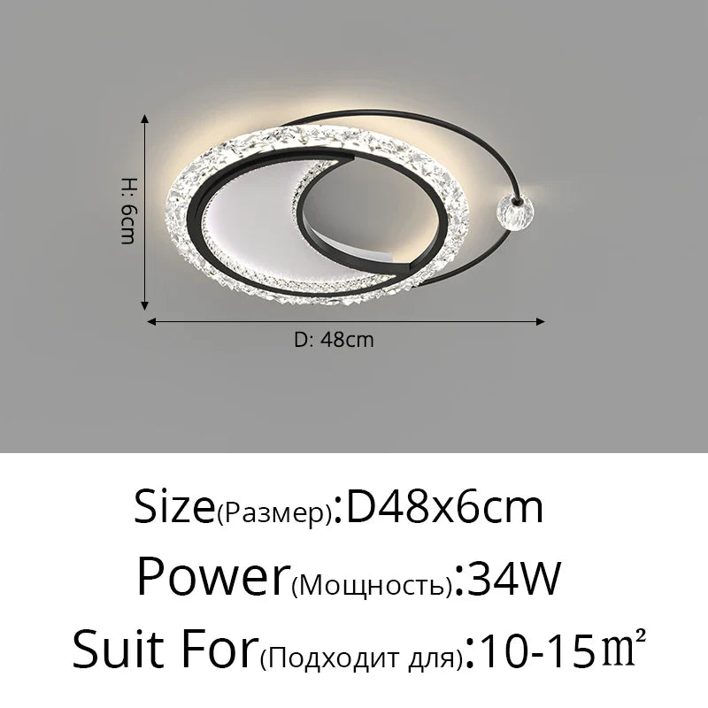 Lustre nordique minimaliste en acrylique LED or moderne - Édition Prestige