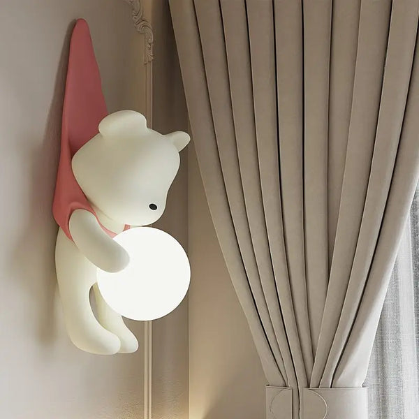 Applique murale LED en résine motif ourson tendance