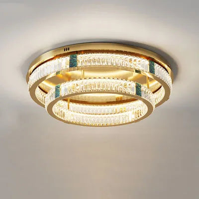 Lustre moderne en cristal rond à trois couches LED 2024 - Élégance Illuminée