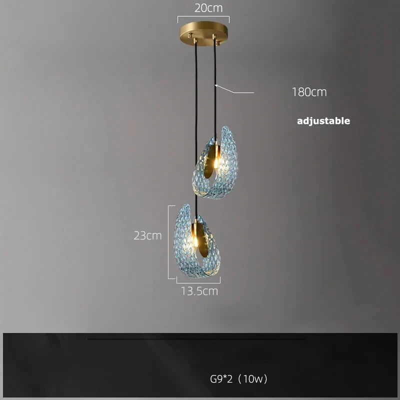 Lampes suspendues design en verre bleu pour couloir, Bar et chambre - Suspension Luminaire Moderne